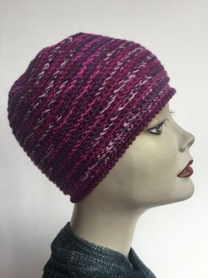 Wi 87 - Kopfbedeckung kaufen - Wintermodelle - Melone gehäkelt fuchsia rosé