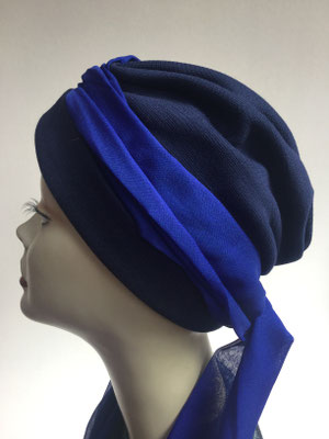 Wi 22 - Turban Nizza mit Schlaufe - Blautöne - Kopfbedeckungen nach Chemo