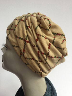 Wi 18 - Beanie genäht - Neapelgelb gemustert - Kopfbedeckung kaufen 