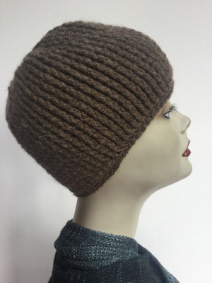 Wi 89f - Kopfbedeckung kaufen - Winterrmodelle - Melone gehäkelt - braun taupe