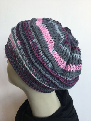 So 89p - Kopfbedeckung kaufen - Sommermodelle - Kreiselmütze - grau mit Bordeaux und rosa