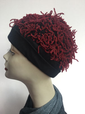 Wi 89c - Kopfbedeckung kaufen - Wintermodelle - Melone gehäkelt - vermicelles dunkelrot