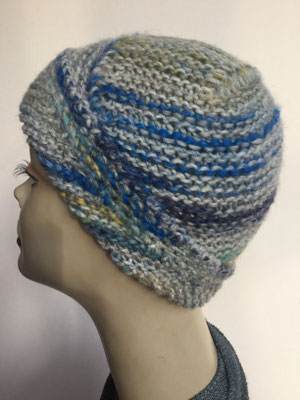 Wi 109a - High-Tech Supermodell  gestrickt - meliert blaugrau - Kopfbedeckung nach Chemo