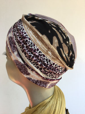 So 35 - Turban Nizza ohne Schlaufe - multicolor, diverse Muster, abstrakte Brauntöne
