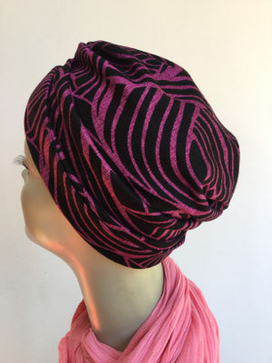 So 37 - Turban Nizza ohne Schlaufe - schwarz und fuchsia