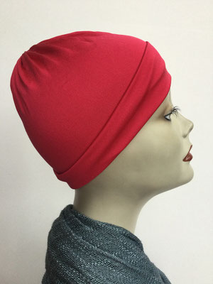 G79a - Kopfbedeckung kaufen - Seidenjersey-Chäppli fest - für Sie und Ihn - rot
