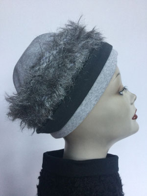 Wi 119 - Stirnband mit doppelter Baumwolle (Krempe) - grau-silber