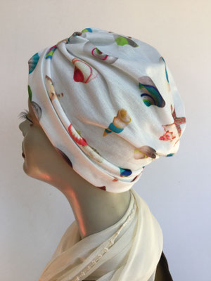 So 32 - Turban Nizza ohne Schlaufe - helle Töne mit Muscheln