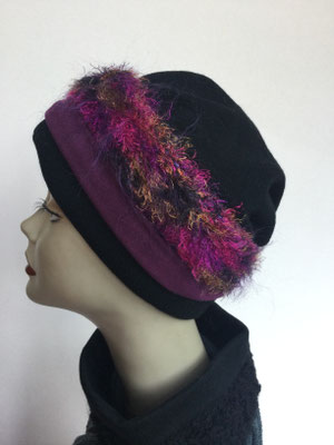 Wi 119n - Stirnband mit doppelter Baumwolle (Krempe) - multicolor fuchsia
