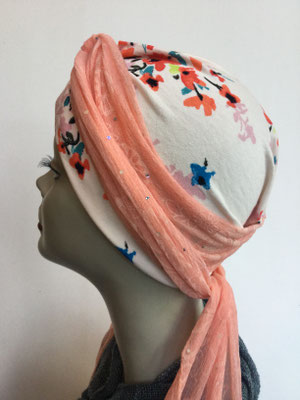 So 29zv - Turban Nizza mit Schlaufe - Japan-Blüten