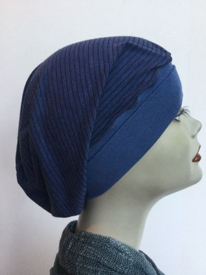 So 69r - Chemochäppli kaufen - Beanie  Schlumpfmütze einfach - dunkelblau mit schwarzem Streifen
