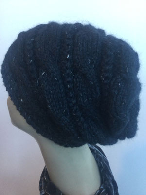 Wi 129s - Wintermodelle - Beanie gestrickt - dunkelblau mit Silberakzenten