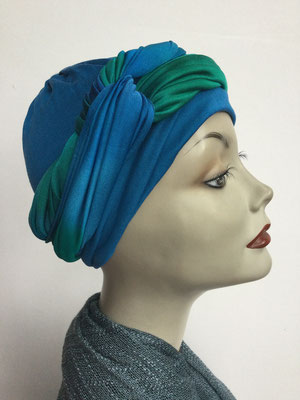 G 89g - Kopfbedeckungen kaufen - Seidenjersey-Foulard und Chäppli - elegant und klassisch - hellblau grün