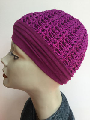 So 101 - Transparente Mütze gehäkelt - fuchsia - Kopfbedeckungen nach Chemo