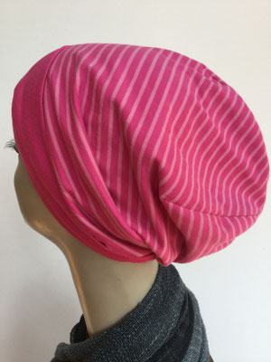 So 75 - Schlumpfmütze doppelt - pink mit rosa Streifen