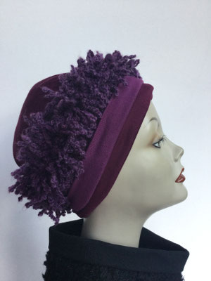 Wi 119g - Stirnband mit doppelter Baumwolle (Krempe) - aubergine zottelig
