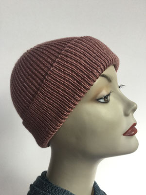 Wi 94 - Vreni Lorenzini - Kopfbedeckungen kaufen- Wintermodelle - Melone gestrickt - vieux rosé