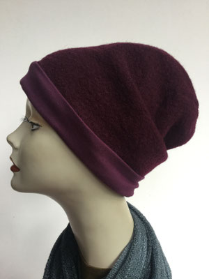 Wi 19f - Beanie genäht - bordeaux - Kopfbedeckung kaufen 