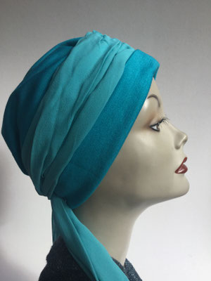 Wi 26 - Turban Nizza mit Schlaufe - türkis - Kopfbedeckungen nach Chemo