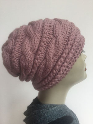 Wi 129f - Kopfbedeckungen kaufen - Wintermodelle - Beanie gestrickt - vieux rose