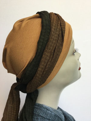 So 29zm - Turban Nizza mit Schlaufe -goldocker mit dunkler Schlaufe
