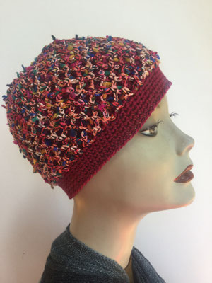 So 96 - Kopfbedeckung kaufen - 2 in 1 kopfbetonte Mütze gehäkelt - multicolor gesprenkelt
