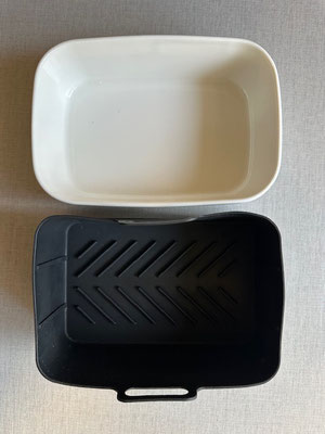 Auflaufform und Silikonform passen in den Ninja