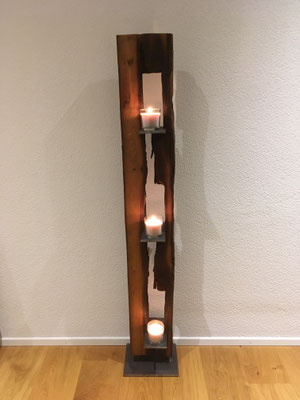 gespaltener Kerzenständer massiv mit 3 Platten