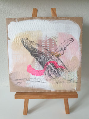 Springender Buckelwal, Acryl, Bleistift, ca. 20x20cm, 2025