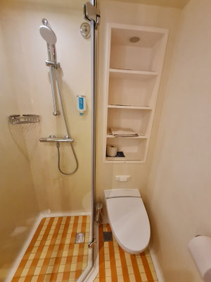 Dusche und Vakuum-Toilette