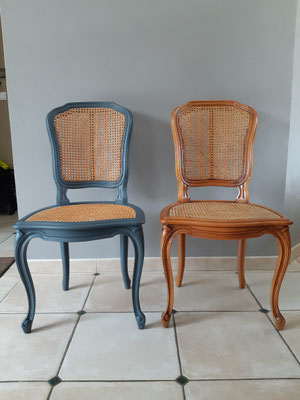 #Avant #Pendant chaises Louis XVI Merisier massif assise et dossier osier