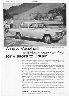 Advertentie Vauxhall uit 1962.