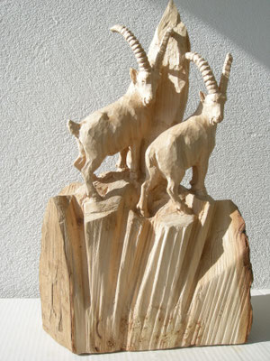 Steinbockgruppe Skulptur von Paul Widmer
