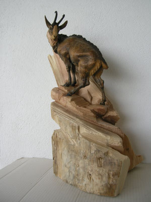 Gämse Holzskulptur