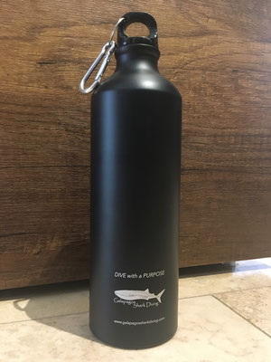 Galapagos Shark Diving - reusable metal water bottle to save plastic