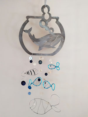 DIY mobile animaux, déco mural enfant fait main, baleine, poisson, déco mer