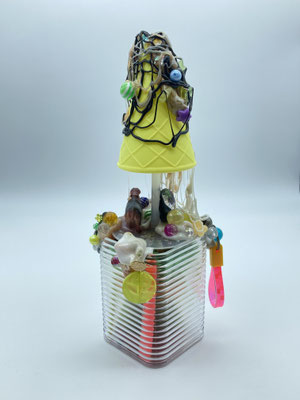 119 Pool Party  9cm x 9cm x 25cm  Mixed Media  2020