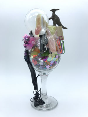 23 Cigar and Champagne  11cm x 11cm x 20cm  Mixed Media  2020