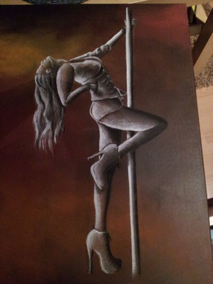 Bleistift Gemälde "Pole dance"