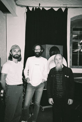 Andy Aquarius, Stefan Christoff, Aidan Baker at Morphine Records by Sebastian Timbrel