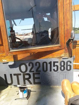 glas in lood op de boot