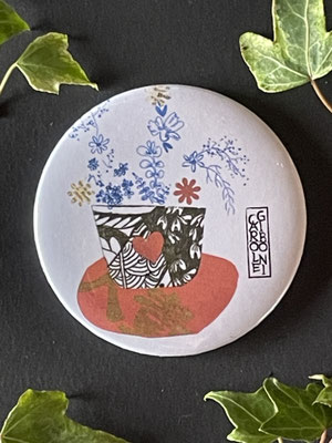 Magnet miroir carole giboni aquarelle origami dessin artiste peintre