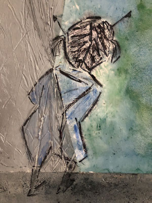 Detailansicht: Behind the curtain | Acryl auf Holz | 120x60cm | 530€
