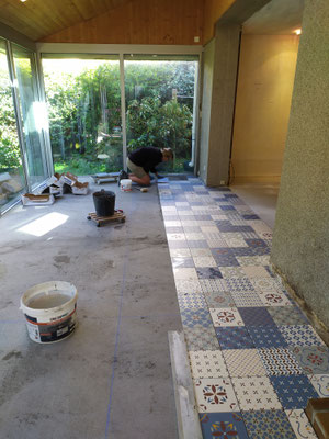 Pose droite (carrelage immitation carreau de ciment)