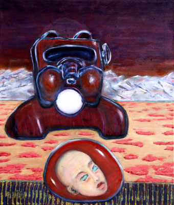 Brave New World (2023) oil, tempera, acrylic on canvas 80 x 68 cm