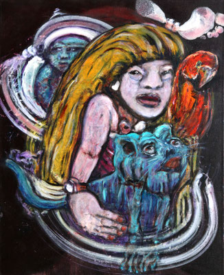 Quo vadis (2025) oil, tempera, acrylic on canvas 80 x 65 cm