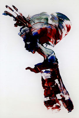 Urban Shaman (2025) oil, acrylic, reverse glass painting 30 x 20 cm