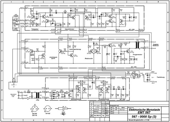 Diagram. DDR. RFT Elektronische Morsetaste. EMT 567. Marked C. Lorenz AG, Werk Leipzig in Verwaltung 1965