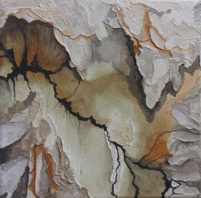 Kleine Verwitterungen IX, Acryl u. Tusche auf Leinwand, 20 x 20 cm