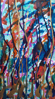 Forêt imaginaire #6 - Encres sur Papier - 30x40 cm - collection privée